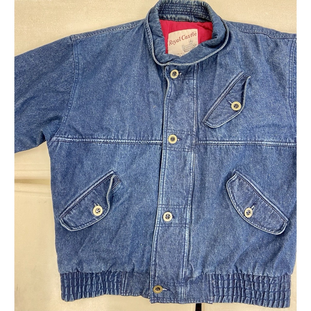 Vintage Men's Sz Medium Insulated Denim Bomber Barn Chore Jacket Royal Castle